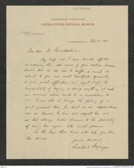 Nachlass Franz Steindachner, Brief von Leonhard Steineger an Franz Steindachner (13.02.1905), Inv.Nr. 511.01, Seite 1